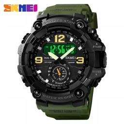 SKMEI Shockproof Digital Men Watch Dual Movement 3 Time Sport Wristwatch Mens Waterproof Electronic Watches Montre Homme