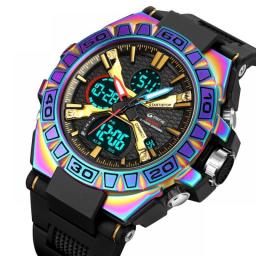 STRYVE Fashion Men's Sport Watches Shock Resistant 50M Waterproof Wristwatch LED Alarm Stopwatch Clock Military Watches Men 8025