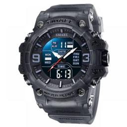 SAMEL Watch For Men Orange Dual Time Display Sport Wristwatch Stopwatch Alarm Army Military LED Digital Back Light Male Clock