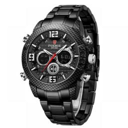 FOXBOX Carbon Fiber Case Sport Mens Watches Top Brand Luxury Quartz Watch For Men Military Waterproof Digital Wristwatch Clock