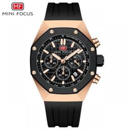 MINI FOCUS Watches Men Blue Silicone Strap Sport Watch Waterproof Luminous Chronograph Quartz Wristwatch часы мужские Reloj 0417