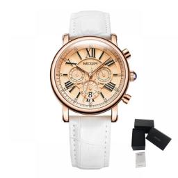 MEGIR Women Watch Luxury Quartz Bracelet Watch Leather Strap Lady Sports Wristwatch Women's Dress Clock Reloj Mujer 2058