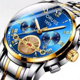 Oruss 1853 Watch Top Brand Luxury Mens Watches Luminous Waterproof Stainless Steel Watch Men Date Calendar Business Quartz
