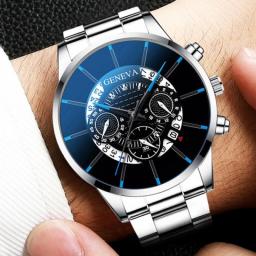 Mens Watches Stainless Steel Waterproof Calendar Quartz Watch Man Luxury Business Dress Watch For Men Fashion Male Wrist Watch