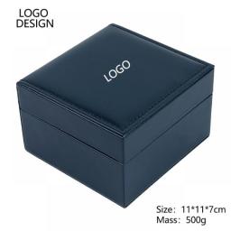 Blue PU Leather Watch Box Can Customize Logo For Free шкатулка для часов 시계보관함 Watch Storage Box กล่องใส่นาฬิกา 애플워치 파우치 Oneslot