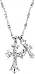 Double Cross Vintage Celtic Rhinestone Cross Long Charm Pendant Necklace Fashion Choker Necklace For Women And Girls Gift