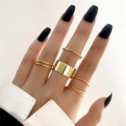 TOBILO 8pcs/set Bohemian Hollow Cross Geometric Rings Set For Women Gold Color Open Joint Ring Party Wedding Jewelry Gifts