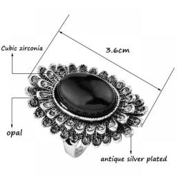 SINLEERY Vintage Antique Black Gun Color Rings For Women Black Purple Opal Cubic Zirconia Fashion Jewelry ZD1 SSP