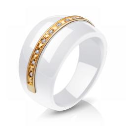 Luxury Romantic Clear Black And White Ceramic Ring Jewelry For Women Accessories Fashion Jewelry Ring With Bling Crystal