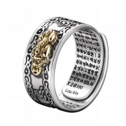 BAECYT Buddhist Jewelry Women Men's Gift Creative Exquisite Ring Domineering Pixiu Amulet Wealth Good Luck Adjustable Rings