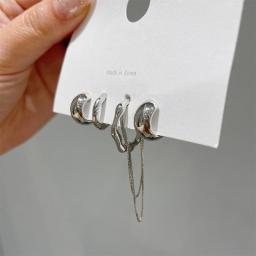 Vintage Metal Tassel Chain Love Heart Earring Set Irregular Geometric Cherry Earrings For Women Gifts Jewelry