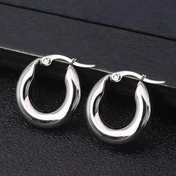 CANNER Stainless Steel Smooth Ear Buckle Round Thick Hoops Earrings For Women Piercing Earings Gift Fashion Jewelry 20/25/30mm