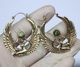 Ancient Egyptian Mythology Goddess Isis Wings Earrings For Women Vintage Egypt Gold Color Hoop Earrings Jewelry Wholesale