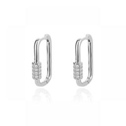 Stainless Steel Hoop Earrings For Women 2023 Gold Color Cubic Zirconic Geometric U Shape Cylinder Earrings Luxury Jewelry Gifts