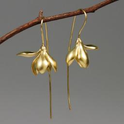 Vintage Imitation Magnolia Flower Pendant Earrings For Women Gifts Jewelry Female Anniversary Bijoux Wholesale