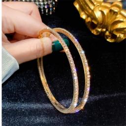 FYUAN Fashion Big Round Crystal Hoop Earrings For Women Bijoux Geometric Rhinestone Earrings Statement Jewelry