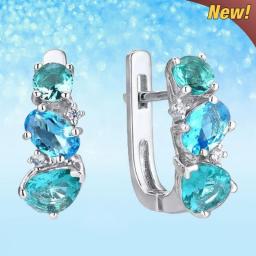 Jewelry For Women Aquamarine Crystal Earrings For Women Hoop Earring Bridal Wedding Jewelry Mother's Day Gift Joyeria De Mujer