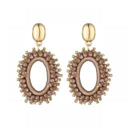INKDEW New Fashion Big Drop Earrings For Women Thread Handmade Crystal Beads Long Earrings Jewelry Gift Vintage