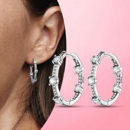 925 Silver Heart CZ Cubic Zircon Round Daisy Flower Trio Stud Earrings For Women Silver 925 Original Fashion Jewelry