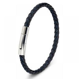 XQNI Stainless Steel Bracelet Men Genuine Leather Bracelets Simple Style Ladies Black Color Leather Bracelet For Women