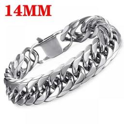 HNSP 8MM -14MM Wide Thick Stainless Steel Bracelet Homme Hand Chain For Men Male