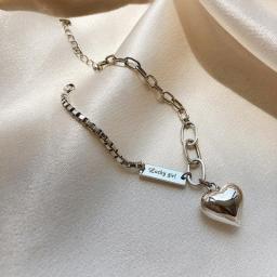 Delysia King  Fashionable Love Heart Bracelet Simple Letter Bracelet Retro Jewelry