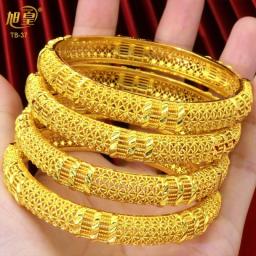 XUHUANG African Gold Color Bangles For Women Indian Middle Eastern Nigerian Wedding Luxury Plated Jewellery Brazilian Bangles
