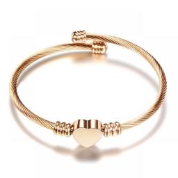HNSP Stainless Steel Bangle Heart Bracelet For Women Female Hand Jewelry Gift 2023 New