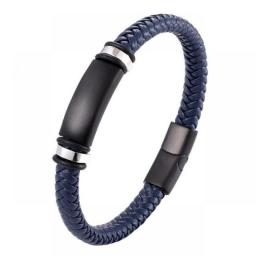 Minimalist Black Braided Leather Wrap Bracelet Men\'s Infinity Bracelet Metal Magnetic Buckle Bracelet Birthday Gift