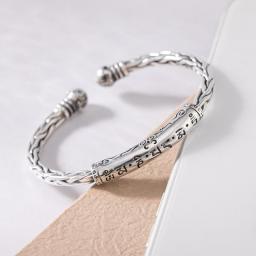 New Vintage Silver Color Feather Cuff Bracelet Bracelet Men\'s Wrist Adjustable Bracelet Jewelry Birthday Gift