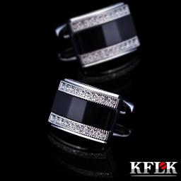 KFLK Jewelry French Shirt Cufflink For Mens Brand Fashion Black Cuffs Link Button High Quality Luxury Wedding Male Guests