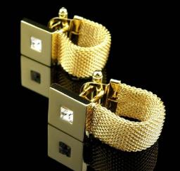 Free Shipping Gold-color Cufflinks Golden Color Square Crystal Novel Design Hotsale Copper Material Cufflinks Whoelsale&retail