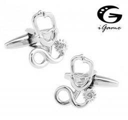 IGame Stethoscope Cufflinks Silver Color Copper Doctor Design Best Gift For Men Free Shipping