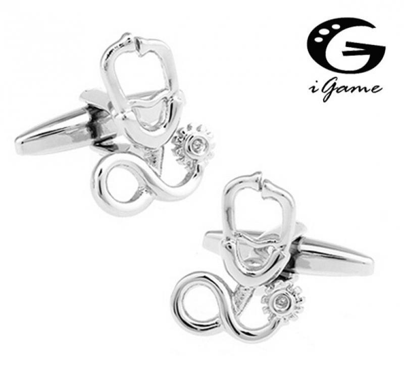 iGame Stethoscope Cufflinks Silver Color Copper Doctor Design Best Gift For Men Free Shipping