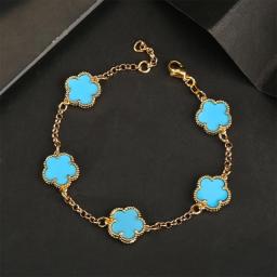 Hot Selling Five-leaf Clover Earrings Bracelet Necklace 3 Pieces Set Set Four-leaf Clover Stone Gold-plated Wearing Jewelry Set