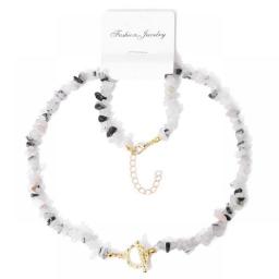 Bohemia Natural Chip Stone Necklace Bracelet OT Buckle Chain Necklaces For Women Lobster Clasps Bracelet Meditation Jewelry Set