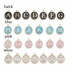 10pcs Initial Alphabet Letter Double Face Enamel Charms Pendants 12mm For Jewelry Making Bracelet Handmade Craft