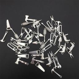 Random 30Pcs Mix Size 7- 10 Style Mini Axe Tool Pendants Metal For DIY Keychain Phone Charms Punk Jewelry Making Crafts Tinker