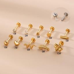 1Piece 1.2*8mm Piercing Body Jewelry Plug-in Lip Stud For Women 2022 New Trend Ear Cuff Stainless Steel Stud Earrings For Teens