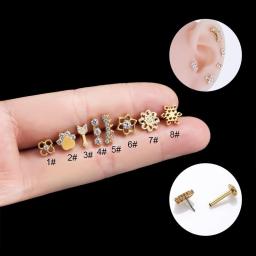 1Piece 1.2*8mm Plug In Labret Piercing Lip Stud For Women 2023 Ear Cuff G23 Titanium Stainless Steel Stud Earrings For Teens