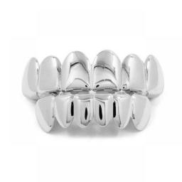Hip Hop Gold Color Teeth Grills Set For Men Women Dental Jewelry Top Bottom Tooth Mouth Vampire Teeth Caps Cosplay Party Rapper