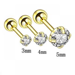 3PCS Stainless Steel Crystal Tragus Piercing Set Opal Cartilage Earring Set Helix Piericing Jewelry Lobe Earring Lot Labret Stud