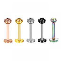 5pcs 16g Stainless Steel Lip Labret Piercing Crystal Ball Monroe Lip Stud Helix Tragus Conch Piercing Cartilage Earrings
