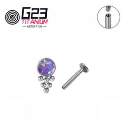 G23 F136 Titanium 16G Six Prong Set Opal Zircon Labret Female Threaded Earrings Tragus Cartilage Women Body Jewelry For Women