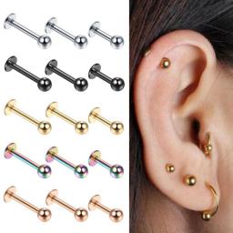 10pcs/lot Steel 16G Tragus Helix Bar 3mm Ball Labret Lip Bar Rings Stud Cartilage Ear Piercings Body Jewelry For Women Men