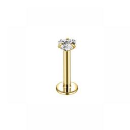 ZS 1PC 16G Rose Gold Plated Helix Piercing Earring Zircon Lip Stud Star Moon Labret Piercing Jewelry Crystal Lip Body Jewelry