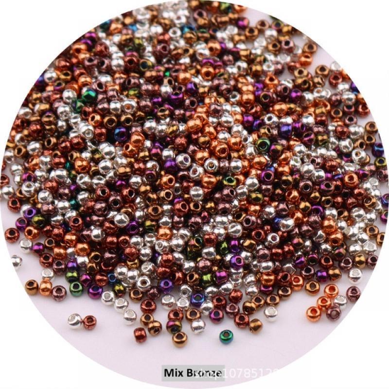 2022New1000cps2mm electroplated rice beads, uniform 11/0 metallic glass beads, DIY handmade beads loose beads