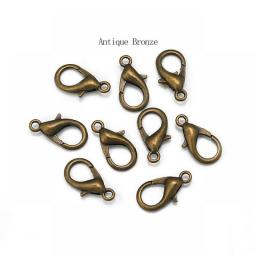 30-50pcs Lobster Clasp Hooks Plated 7 Size Zinc Alloy For Bracelets Necklaces Making DIY Chain Closure Accessories Finding
