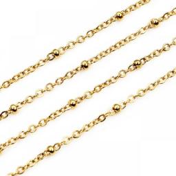 5 Meters Never Fade Stainless Steel Gold Plated Cross Ball Necklace Chains For DIY Jewelry Findings Making Handmade Supplies