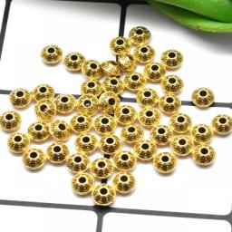 Yanqi 50pcs  Tibetan Antique Metal Gold Color Oval UFO Beads Loose Spacer Beads For Jewelry Making DIY Charms Bracelet